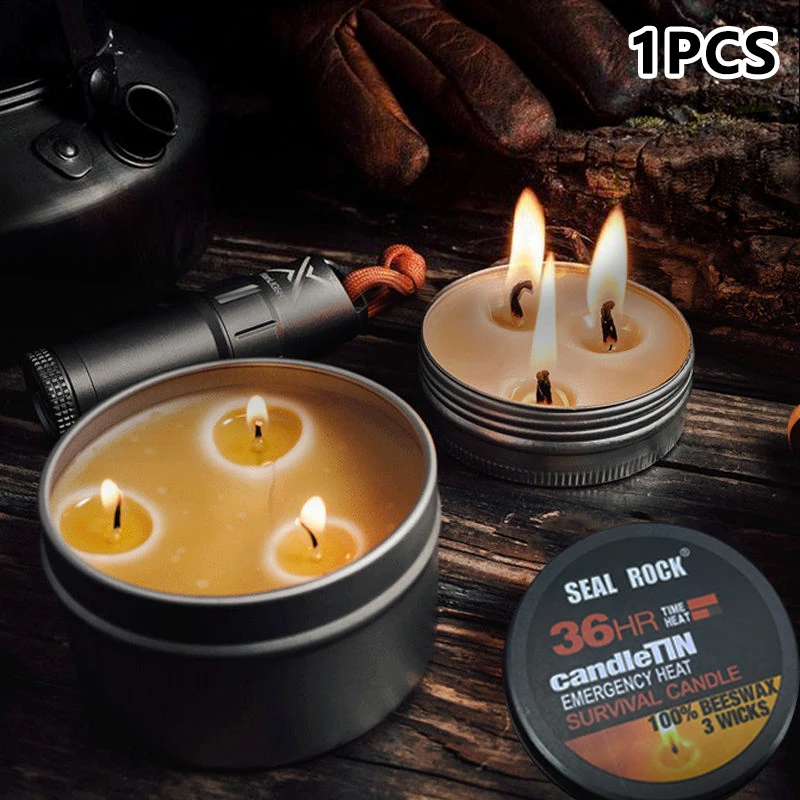 Emergency Candle Disaster Prevention Outage Lighting Outdoor Smoke-Free Candles Iron Cans Plant Candles