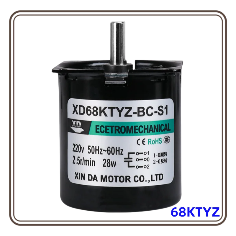 68KTYZ 28W AC 220V Permanent Magnet Synchronous Gear Motor Positive and Negative Micro Low Speed Multi-speed Large Torque Motor