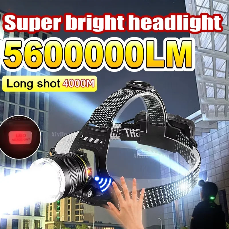 

5600000LM супер фара XHP70 датчик зума перезаряжаемая фара мощный фонарик открытый кемпинг рыбалка патрульный свет