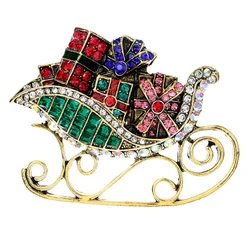 CINDY XIANG Rhinestone Large Sled And Christmas Gift Brooch Luxury Fashion Party Decoration Pin New Design 2023