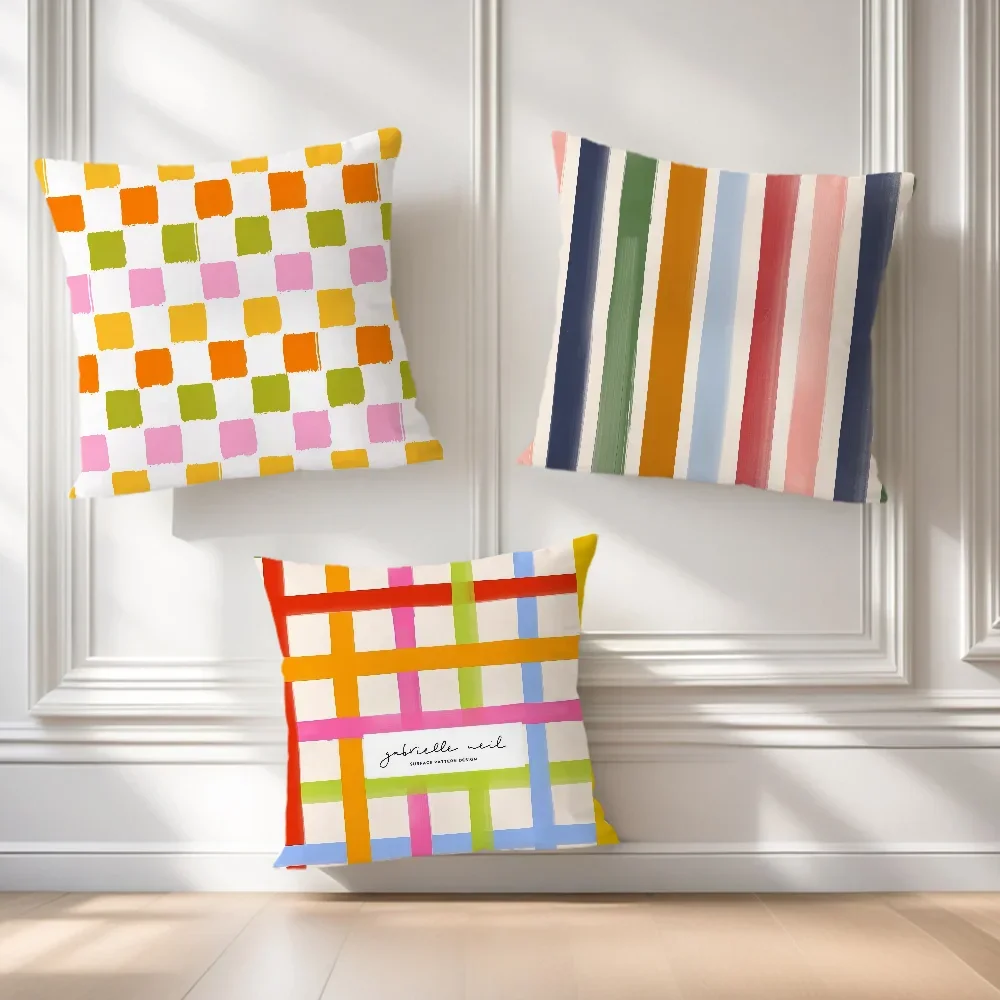 Fashion Geometry Pillow Case Modern for Sofa Living Room Home Neil Office Gabrielle Decor Protective Cover Without Pillow-Insert