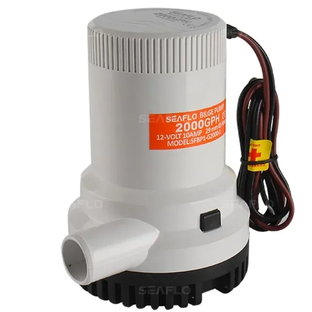 Seaflo 2000GPH 12/24V Fishing Boat Bilge Pump ABS,Nylon Hand Bilge Pump High Efficiency Low Current Marine Bilge Pumps