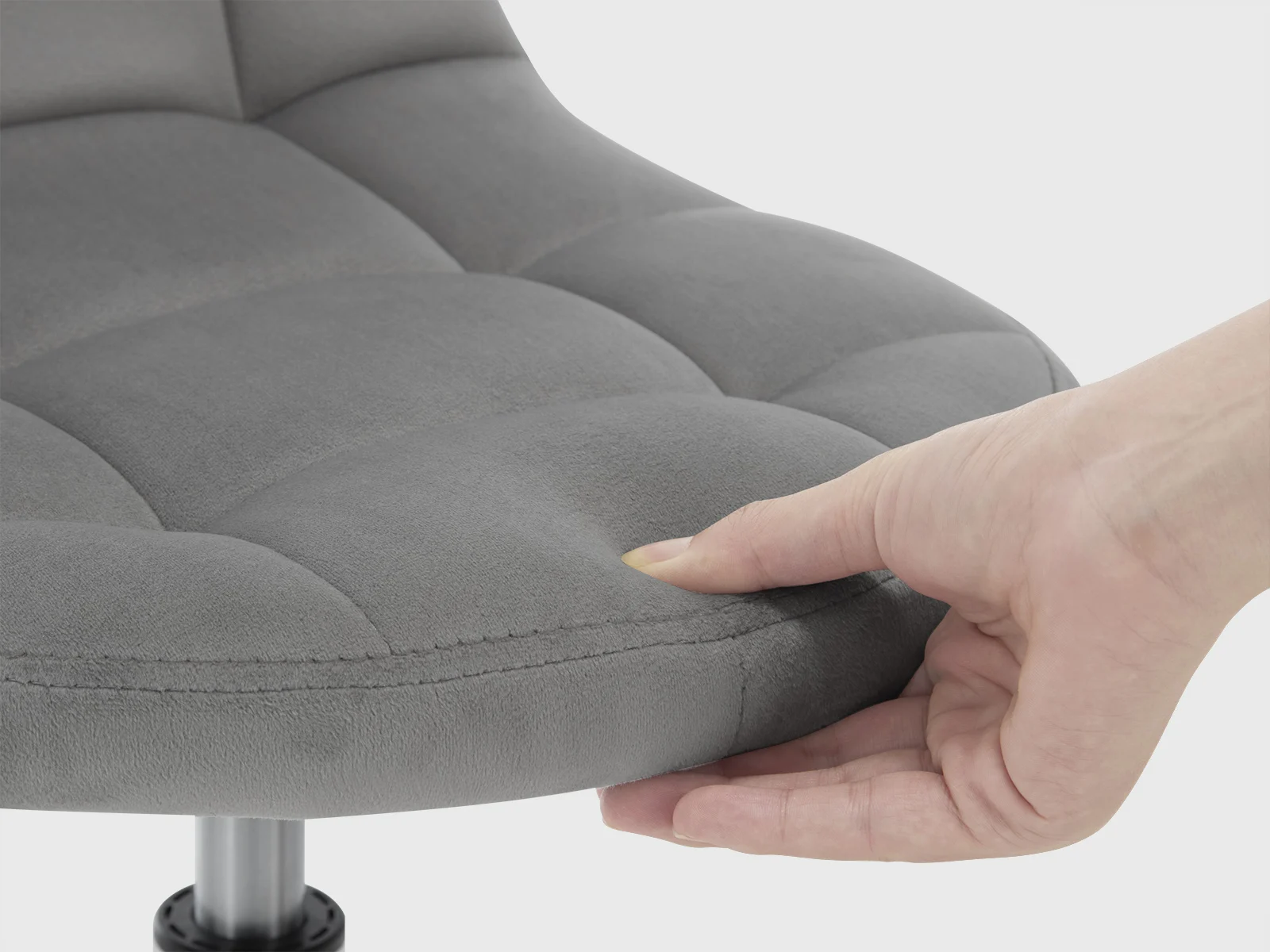 WOLTU Samt-Bürostuhl mit Rollen, niedrige Rückenlehne, drehbarer Arbeitshocker, Computer-Schminkstuhl, höhenverstellbarer Rollstuhl – Detail 33