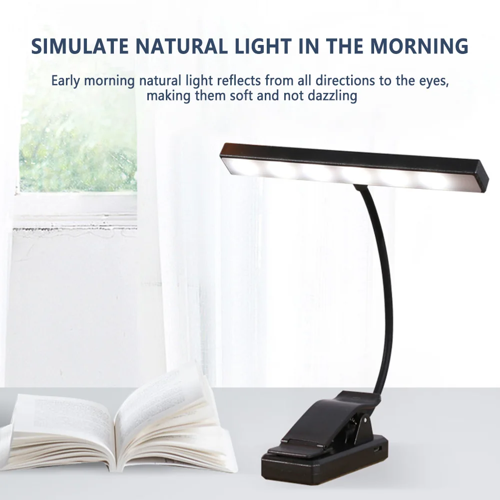 LED Aprendizagem Eye Proteção Desk Lamp, USB Multipurpose Livro Luz, Clip-On flexível, cabeceira do estudante, Dormitório, ao ar livre, Night Light