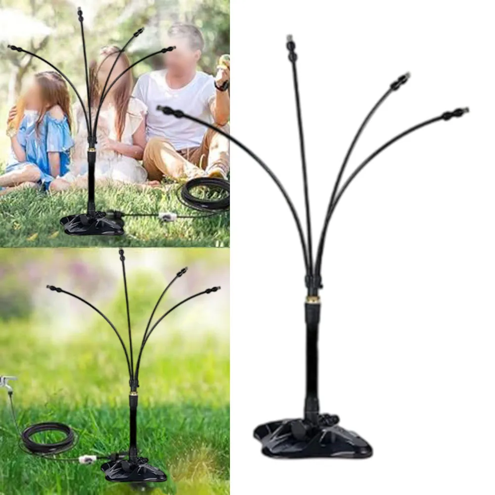Multihead Spray Cooling System with Adjustable Height and Directional Tubes for Cooling Yards Patios and Gardens