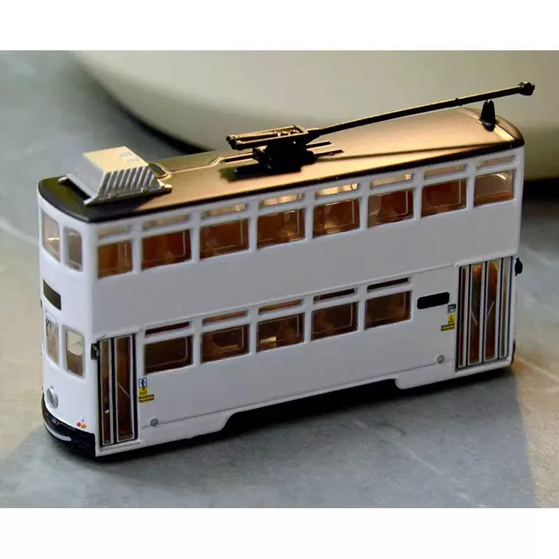 Diecast 1/120 Scale Retro Double Decker Tram Bus Alloy Simulation Car Model Collection Display Toy Gifts Souvenir