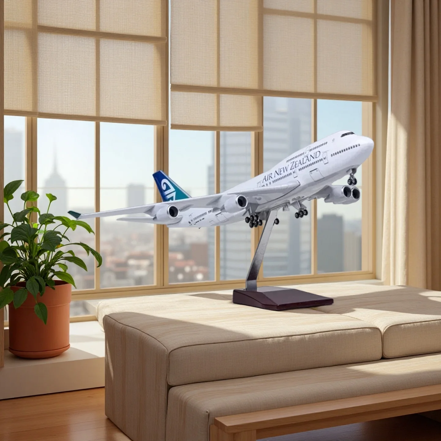 

Масштаб 1/150, 47 см, модель самолета из смолы B747, новозеландский самолет с воздушными дорогами, со светом и шасси на колесах, праздничная игрушка