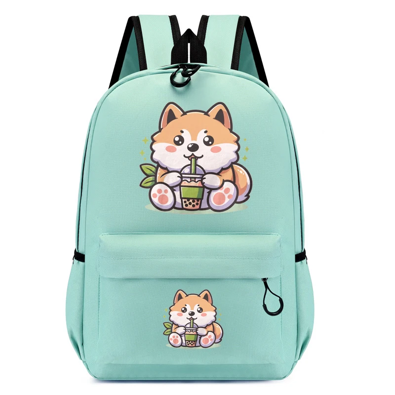 

Shiba Inu Drinking Boba Tea Anime School Bags for Girls Boys Backpack Shiba Inu Cartoon Bagpack Students Bookbags Animal Bookbag