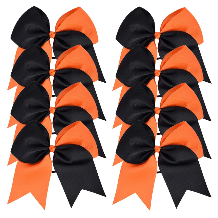 

Большой набор бантов для волос Cheer, 8 шт., двухцветная лента, 7,5-дюймовый держатель для хвоста для девочек-подростков, аксессуары для спортивной команды