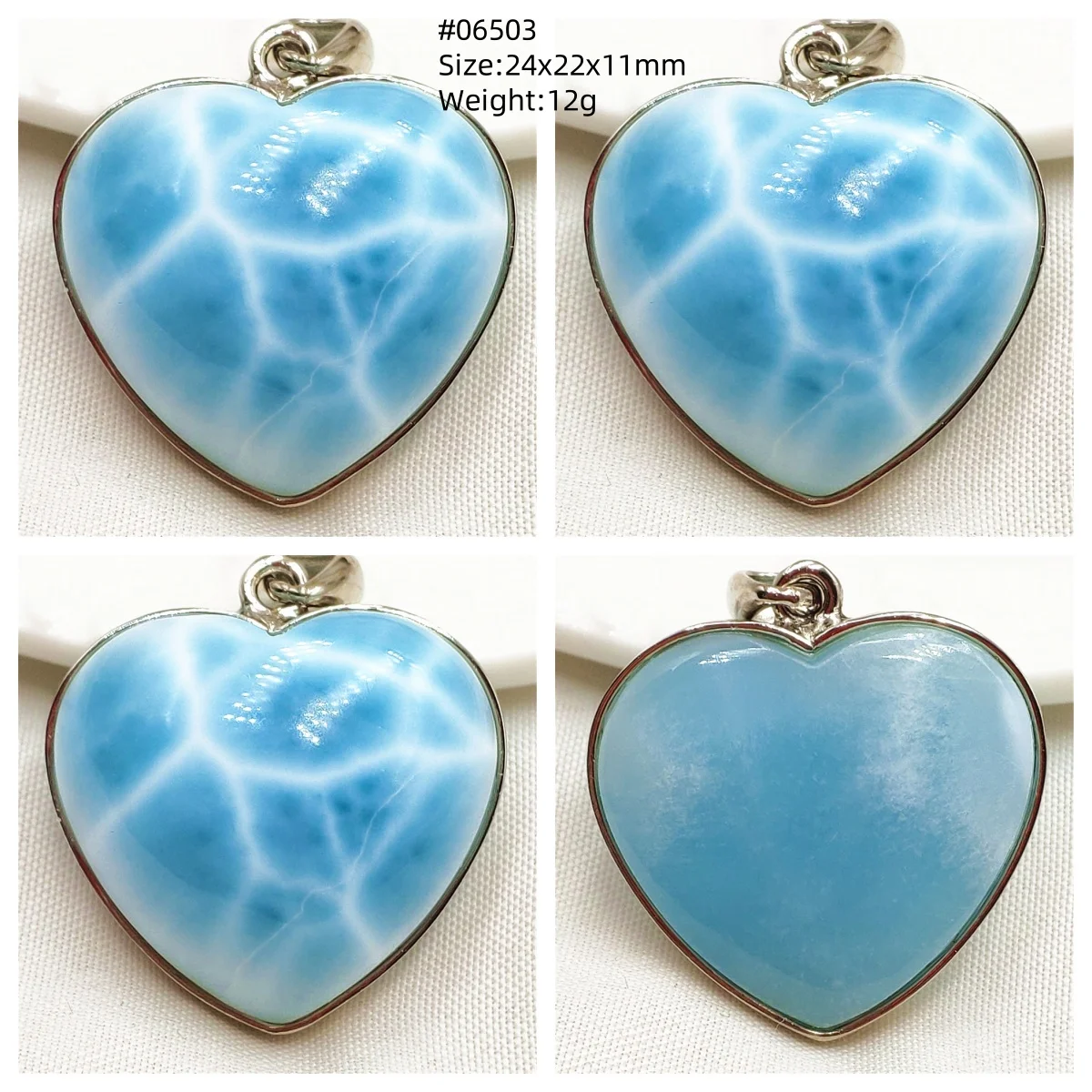 Natural Blue Larimar Pendant Women Men 22.6*15.6mm Water Pattern 18K Gold Crystal Love Necklace From Dominia AAAAAAA view 4