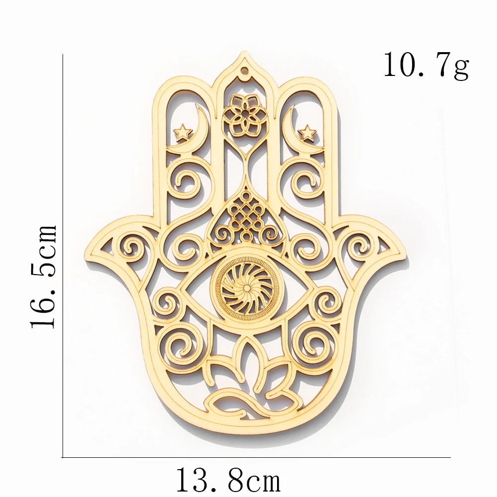 Laser Openwork Fatima Hands Hamsa Buddhist Lotus Wood Pendant Chinese Knot Moon Stars Eye Of Providence Yoga Charm Dangle