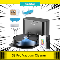 SmartAI S8 Pro Robot Vacuum Cleaner with Base Station, 5000Pa Suction Power, 380ml Water Tank, 3L Dustbin, 45+ Days Dust Storage