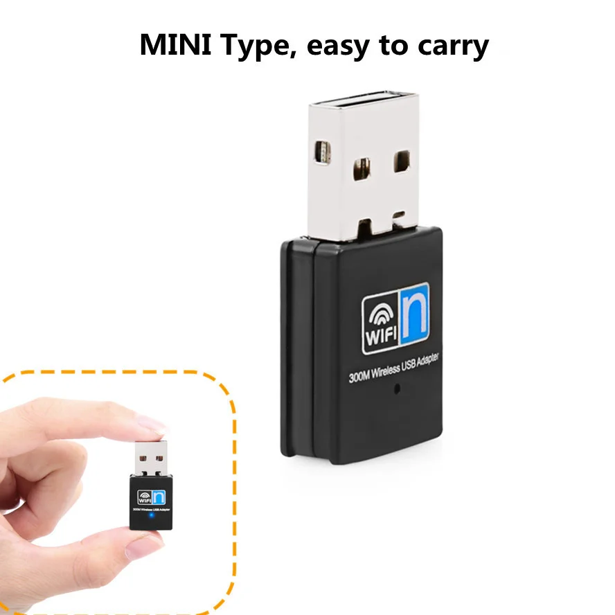 300Mbps USB Wifi Adapter Wireless Network Card 2.4GHz Dongle Adapter 802.11n Ethernet For PC Desktop Laptop Windows 7 8 10 11