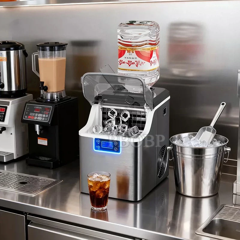 PBOBP Ice Maker 30kg Commercial Household For Bar Coffee Milk Tea Shop Electric Ice Cube Maker Machine Freezing Home Appliance