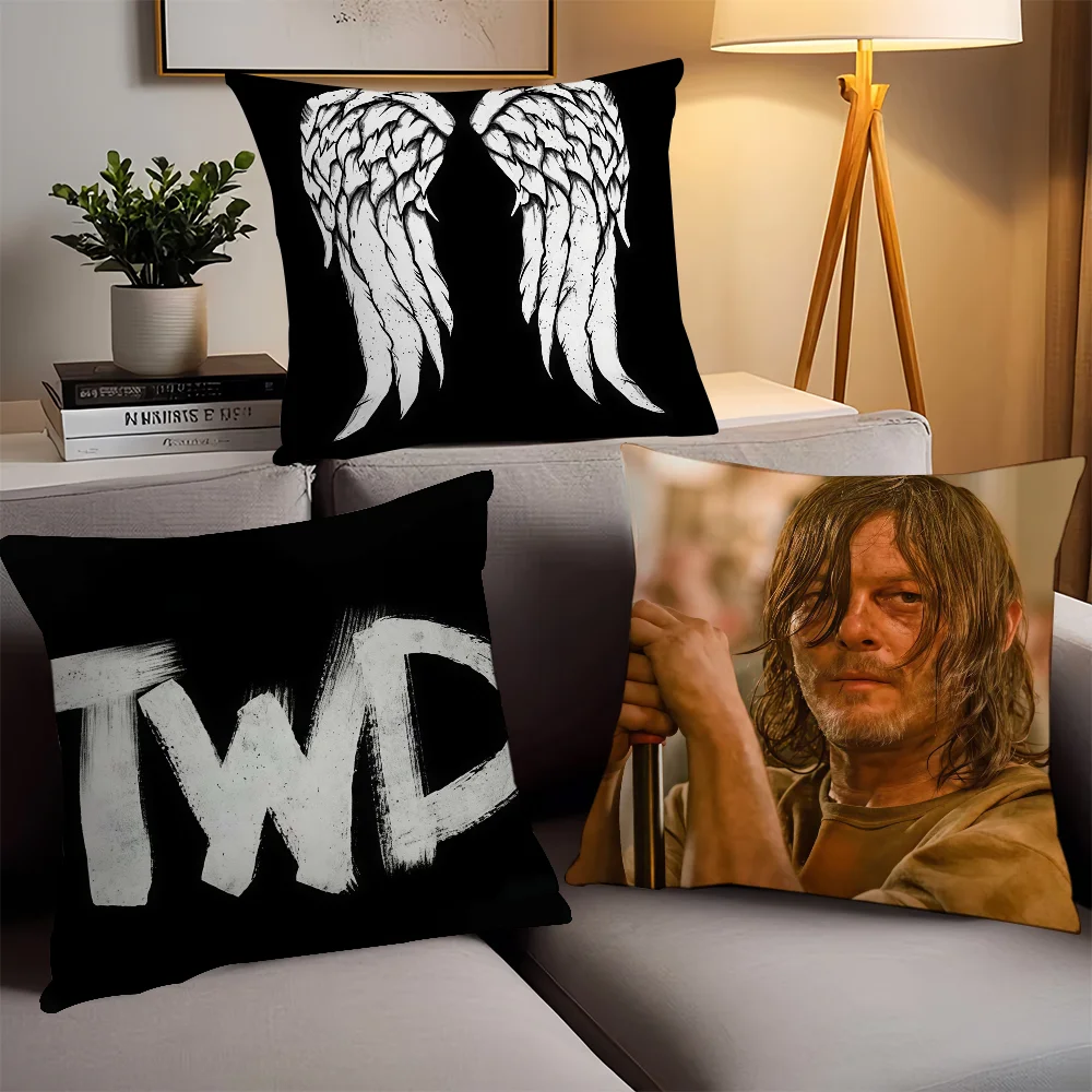 The W-Walking D-Dead D-Daryl D-Dixon  Pillow Case Office Cushions Suitable For Sofa Car Bedroom Decorative Cushion Cover