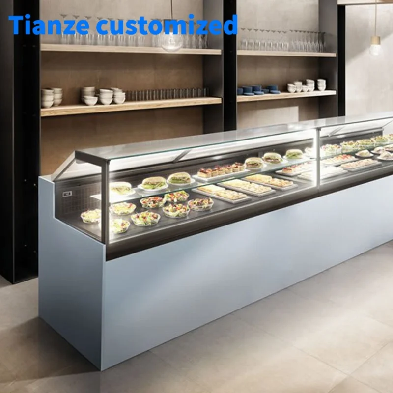 （customized）Factory Price  Direct Selling Retail Grocery Store Superumarket Kiosk Food Cake Chiller Bread Warmer Cake Display Sh