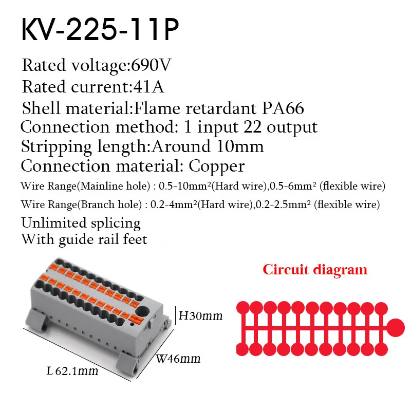 1 Stück eins in mehreren aus Klemmen block Anschluss dose Serie Kabel elektrische Steck verbinder Plug-in spleißbare Splitter Führungs schiene – Detail 19