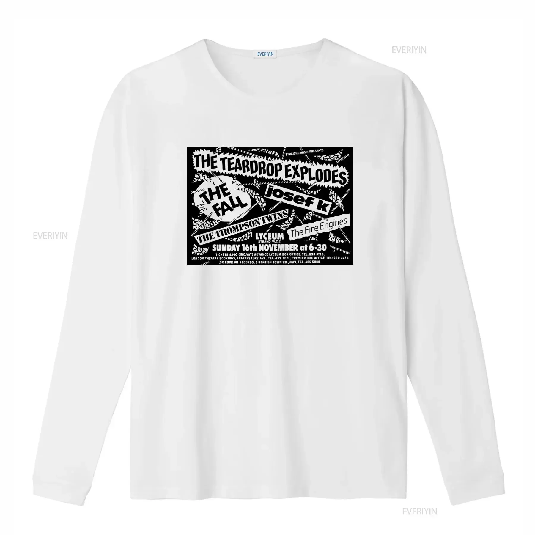 The Fall Teardrop Explodes Josef K Fire Engines Vintage Rock Band Concert Poster T Shirt Long Sleeve vintage Washed Comfortable