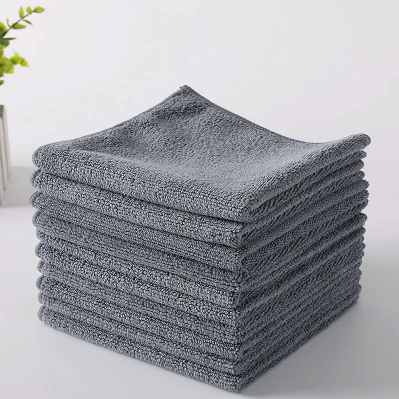 10pcs Kitchen Towel, Ultra-fine Fiber Light Gray Cleaning Cloth Set, Absorbent, Soft And Stain-removing Cloth