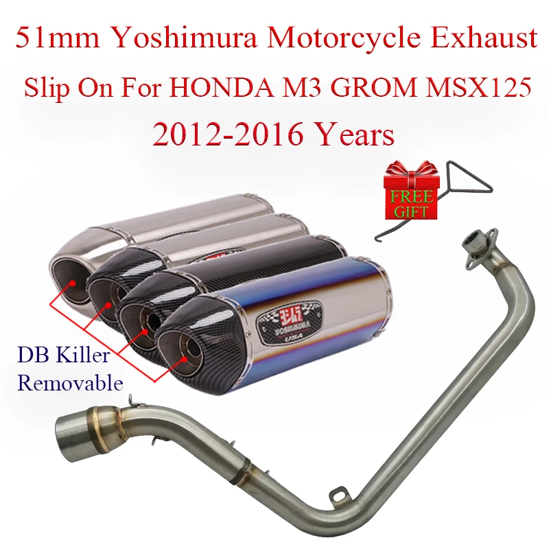 Slip On For HONDA M3 GROM MSX 125 MSX125 2012 - 2016 Yoshimura Motorcycle Exhaust Link Pipe Full System Modified Moto Escape