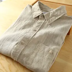 Cotton and Linen Breathable Comfortable 2023 Summer Men's Linen Loose Casual Short-Sleeved Shirt Men's Shirt