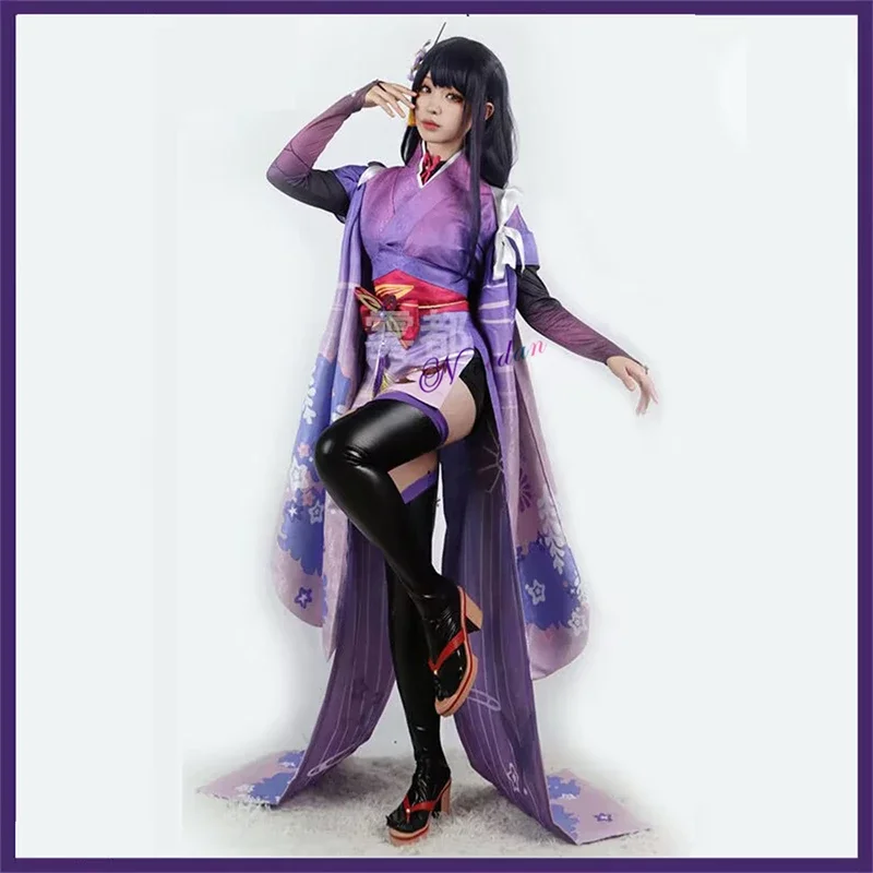 GenshinImpact Shogun Raiden Ei Makoto beelzebu Costume Cosplay Baal Cosplay scarpa parrucca Kimono cameriera vestito donne Costume di Halloween