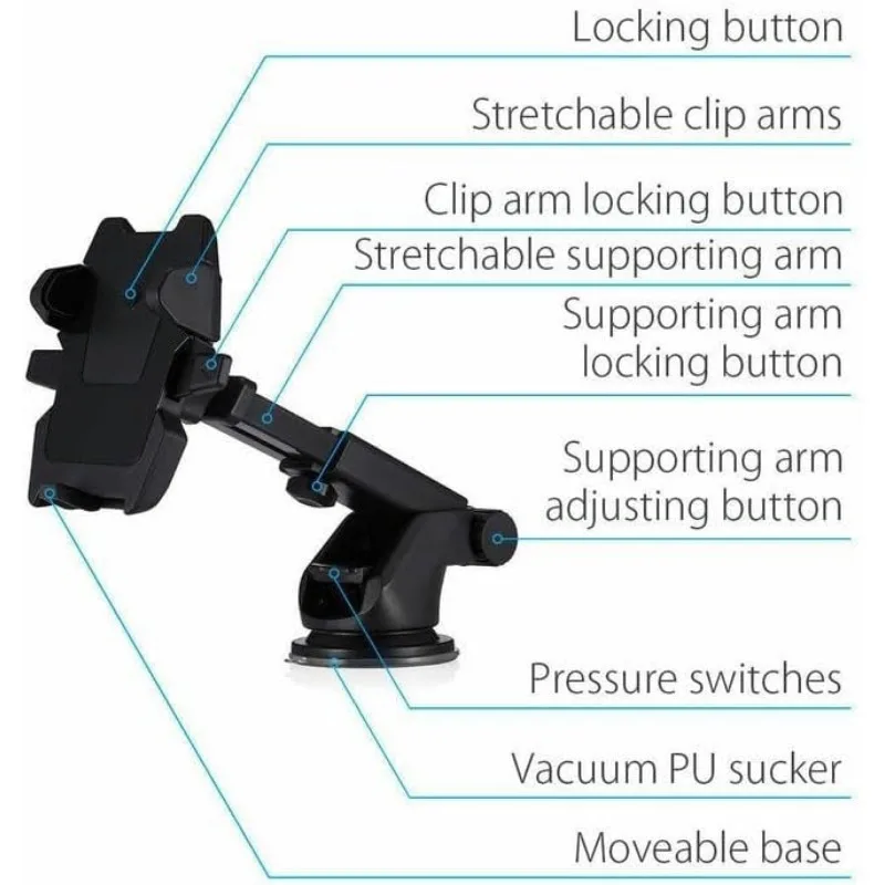 

Suction Cup Mobile Phone Holder Car Windshield Mobile Phone Holder GPS Universal Mobile Phone Holder Adjustable Telescopic Arm