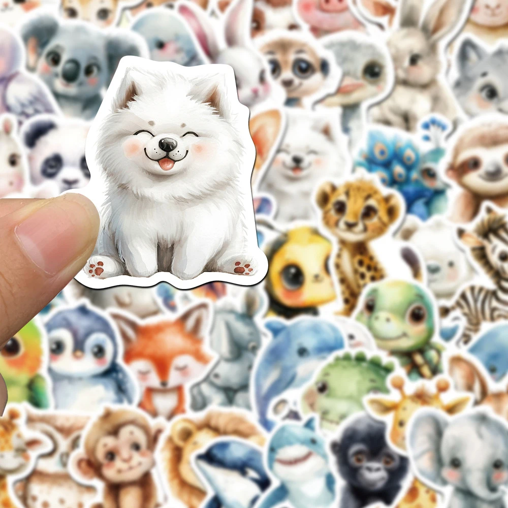 10/30/50pcs Carino Per Bambini Libro Dipinti Animali Adesivi Estetica FAI DA TE Bagagli di Skateboard Carino Watercolo Graffiti Adesivo giocattoli