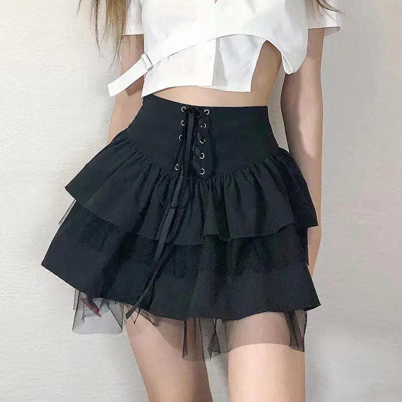 Retro Y2k Skirts Women Punk Style Aesthetic Ball Gowns Kawaii Fashion Mini Faldas Summer Pure Gothic Vintage All-match Empire