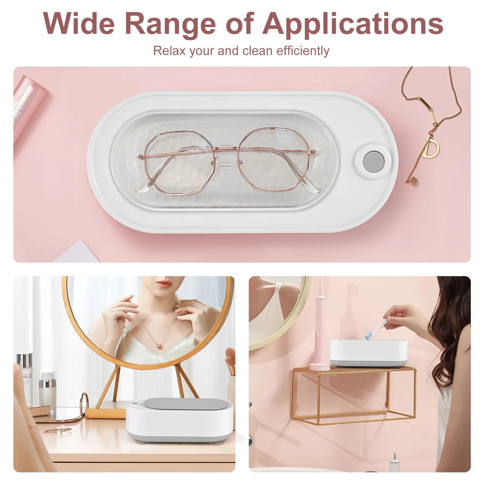 Ultrasonic Jewelry Cleaner Portable Professional Ultrasonic Cleaner For Cleaning Jewelry Eyeglasses Watches Shaver Heads