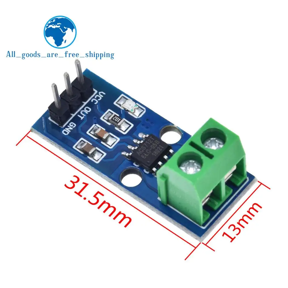 TZT 1/3PCS  Hot Sale ACS712 5A 20A 30A  Range Hall Current Sensor Module ACS712 Module For Arduino 5A 20A 30A