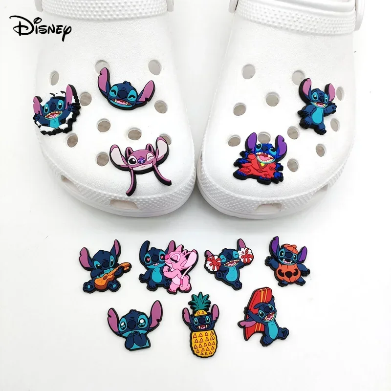 Disney Stitch Shoe Flower Kawaii PVC Shoe Buckle Croc Shoe Cartoon Decorative Buckle DIY Animation Accessories Gift for Children