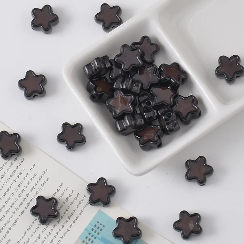 10PCS Acrylic Baking Paint Colored Stars Beads For Jewelry Making Interval Beads Necklace Bracelet Craft DIY Supplies