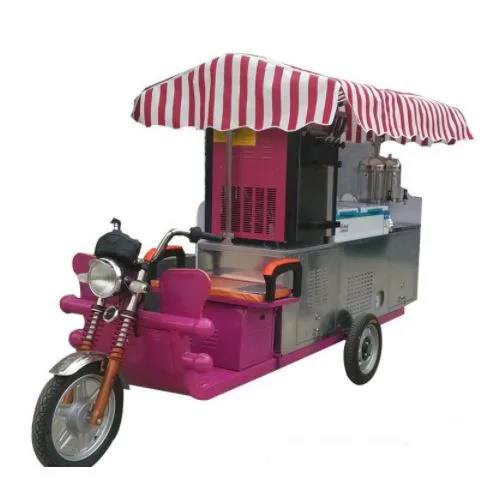 Fully Equipped Electric Mobile Food Rolled Ice Cream Vending Tricycle Vans Bike Truck Trailer Car With Freezer Wheels