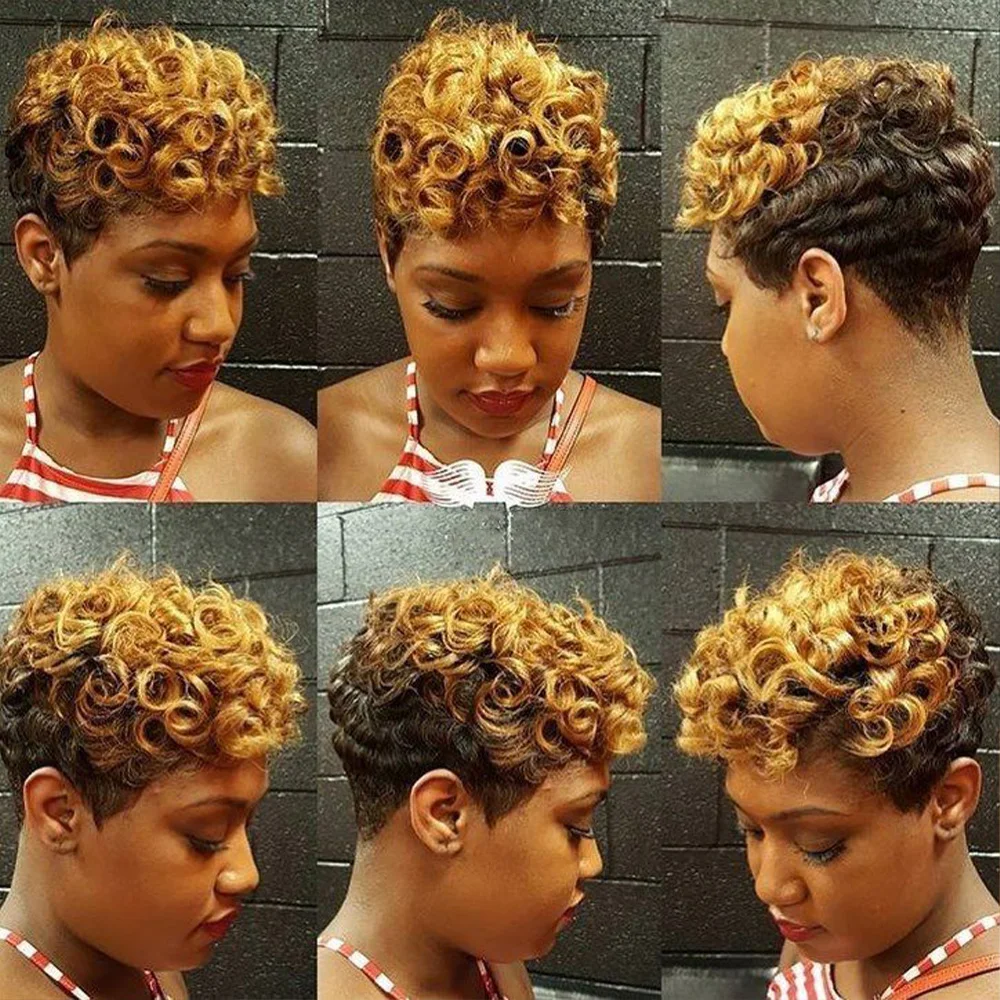 

Парик с стрижкой пикси, полностью машинный парик для женщин, короткий цвет 1B27 для женщин, вечерние и повседневная одежда, повседневный парик