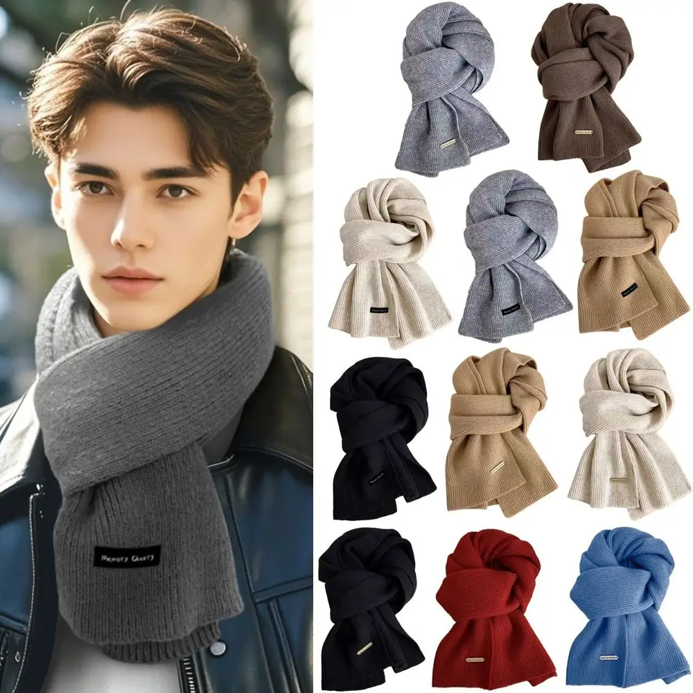 

Korean Woolen Scarf Winter Scarf Lovers Men and Women Thicken Warm Scarf Students Net Red Solid Color Knitted Scarves Bib