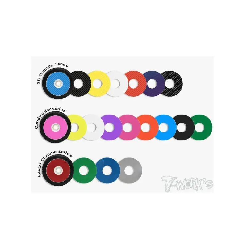 

Original T Works TS-056-M Metal Chrome 1/8 Buggy Rims Sticker 8pcs.(4colors) Rc Tool