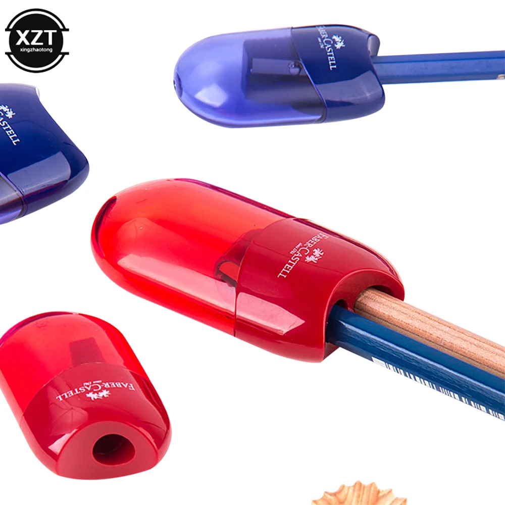 1Pcs Faber Castell Mini Mouw Puntenslijper Dubbele Gat Met Container Blacklead Multifunctionele Schoolbenodigdheden