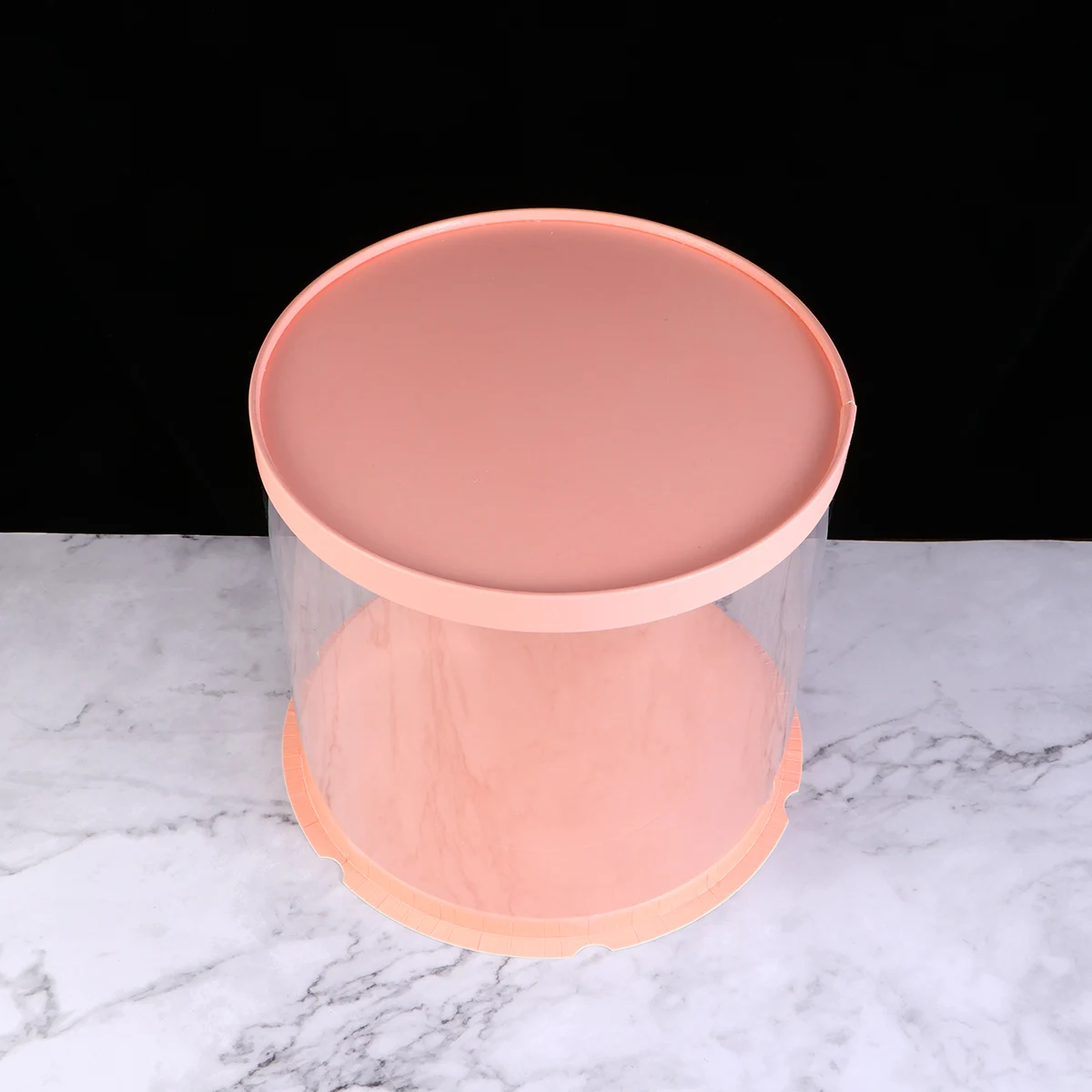 

Plastic Cake Box Round Cake Packaging Boxes Transparent Organizer for Home Dessert Shop (Pink, Double-layer) (8inch)