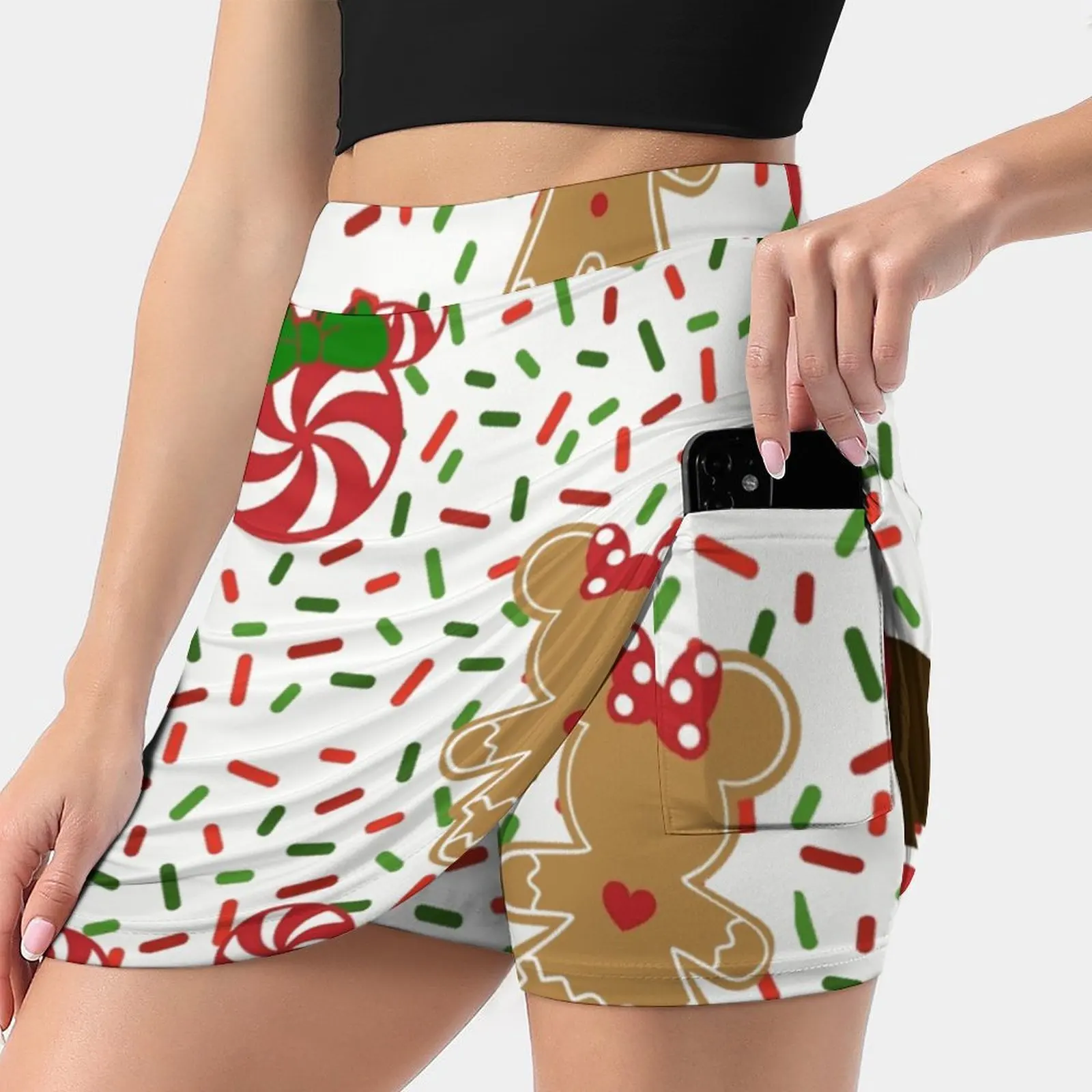 Magical Holiday Snacks Women Tennis Skirts Golf Badminton Pantskirt Sports Phone Pocket Skort Holiday Snacks Gingerbread