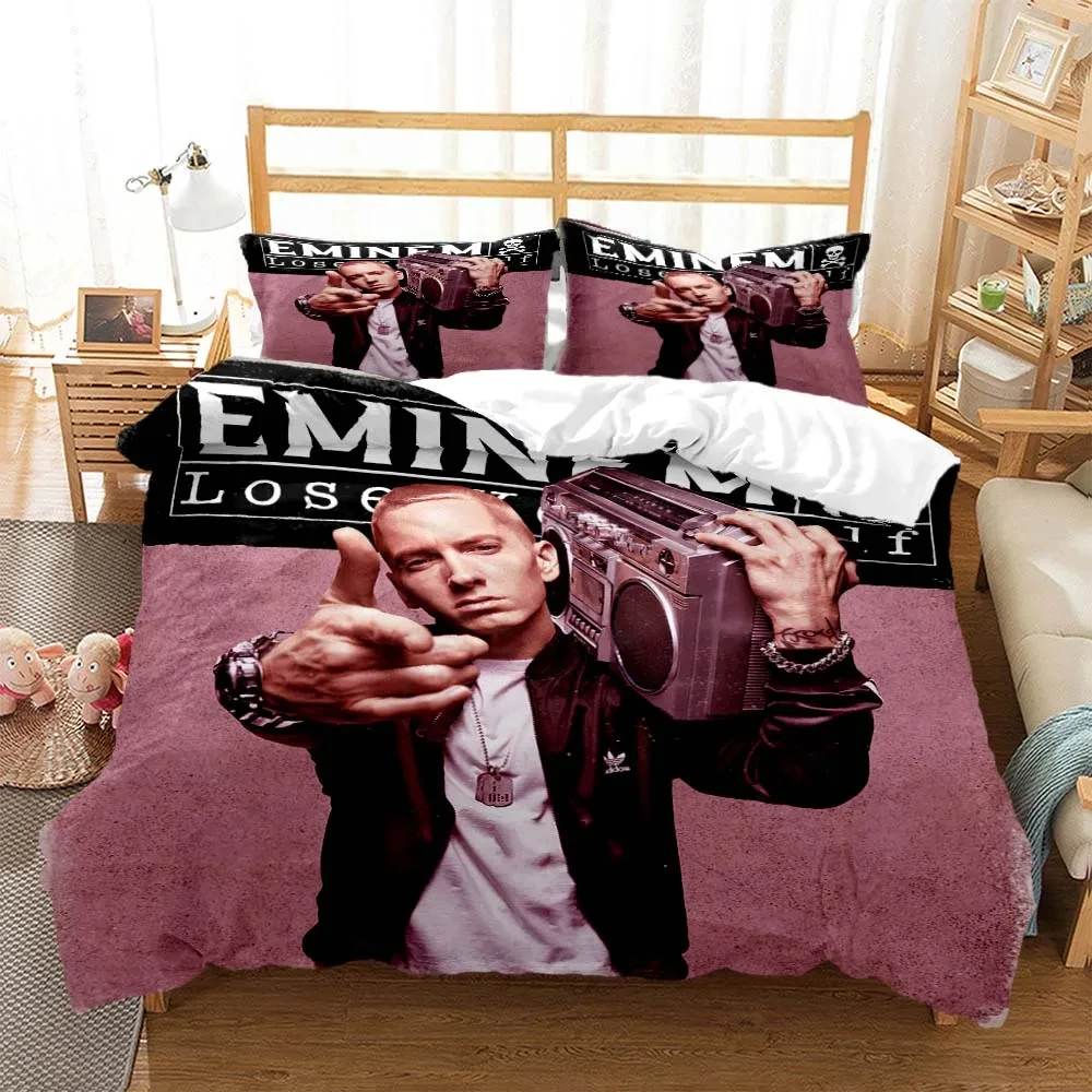 Set biancheria da letto Hip Hop Eminem con stampa 3D copripiumino matrimoniale matrimoniale matrimoniale King federa trapuntata ragazzi ragazze