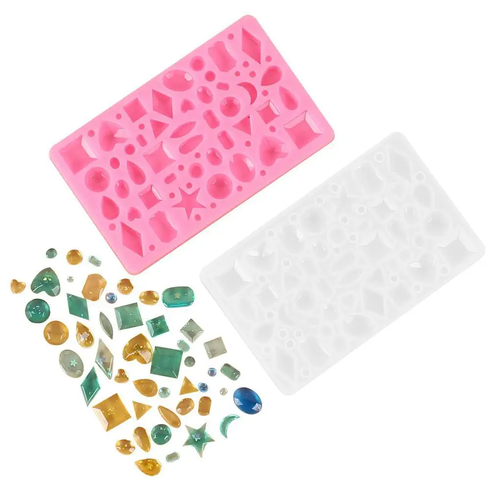 

43 Patterns Beads Earrings Silicone Mold Nail Art Epoxy Resin Jewelry Silicone Mould Geometry Heart Square Round Star Moon