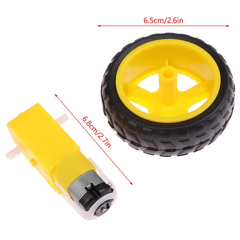 Gear Motor With Rubber Tire Wheel 3-12V DC Dual Shaft Gear Motor For Arduino Motor Smart Car