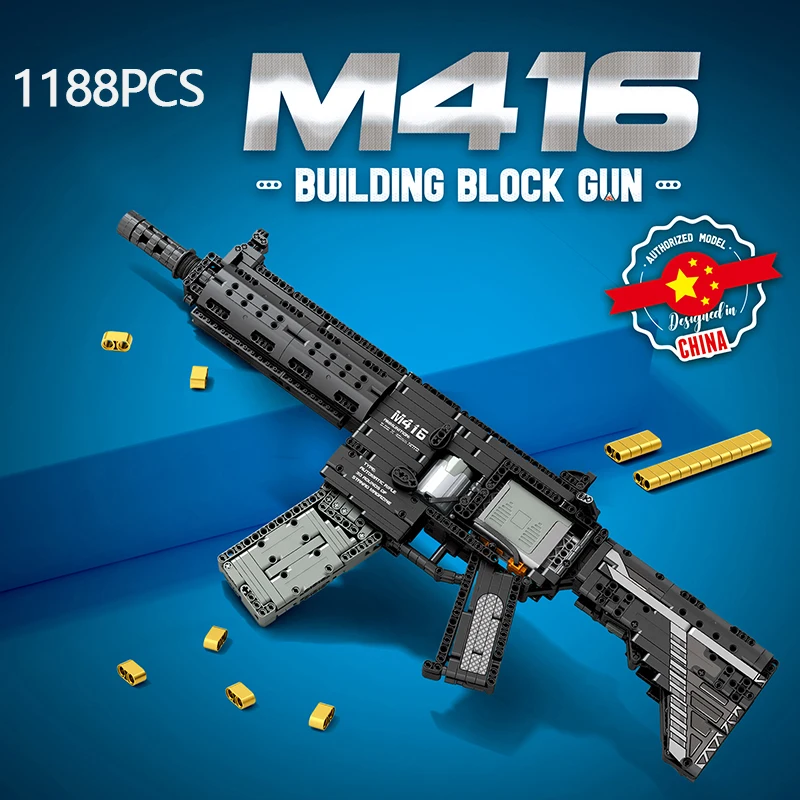 1188PCS M416 Rifle Building Block Model City Police Military Weapon Series Gun Puzzle Assembly Bricks Toys For Boy Child Gift