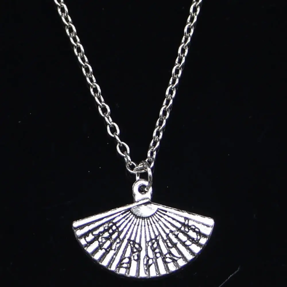 20pcs New Fashion Necklace 17x24mm asian fan Pendants Short Long Women Men Colar Gift Jewelry Choker