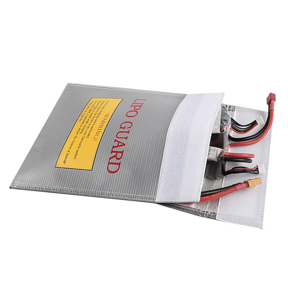 1 pezzo a prova di fuoco RC LiPo Li-Po batteria ignifuga protezione di sicurezza custodia custodia di ricarica sacco batteria protezione argento nero due dimensioni
