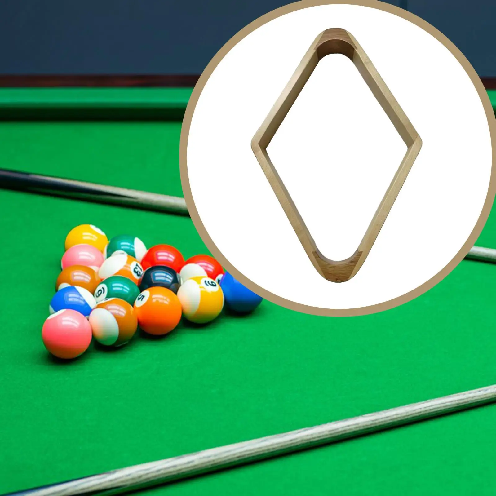 Rak Bola Biliard 9 Bola Berbentuk Berlian untuk Olahraga Santai, Perlengkapan Biliard Kayu