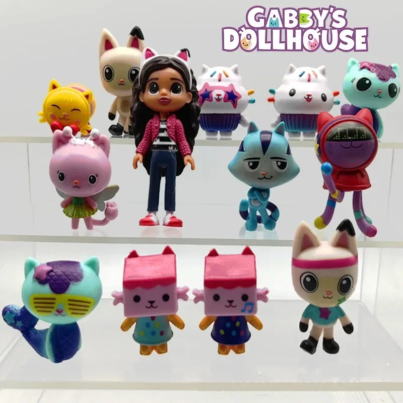 13 pçs gabby casa de bonecas kawaii modelo artesanal figura ação dos desenhos animados anime boneca brinquedos ornamentos chá de bebê meninos meninas presente aniversário