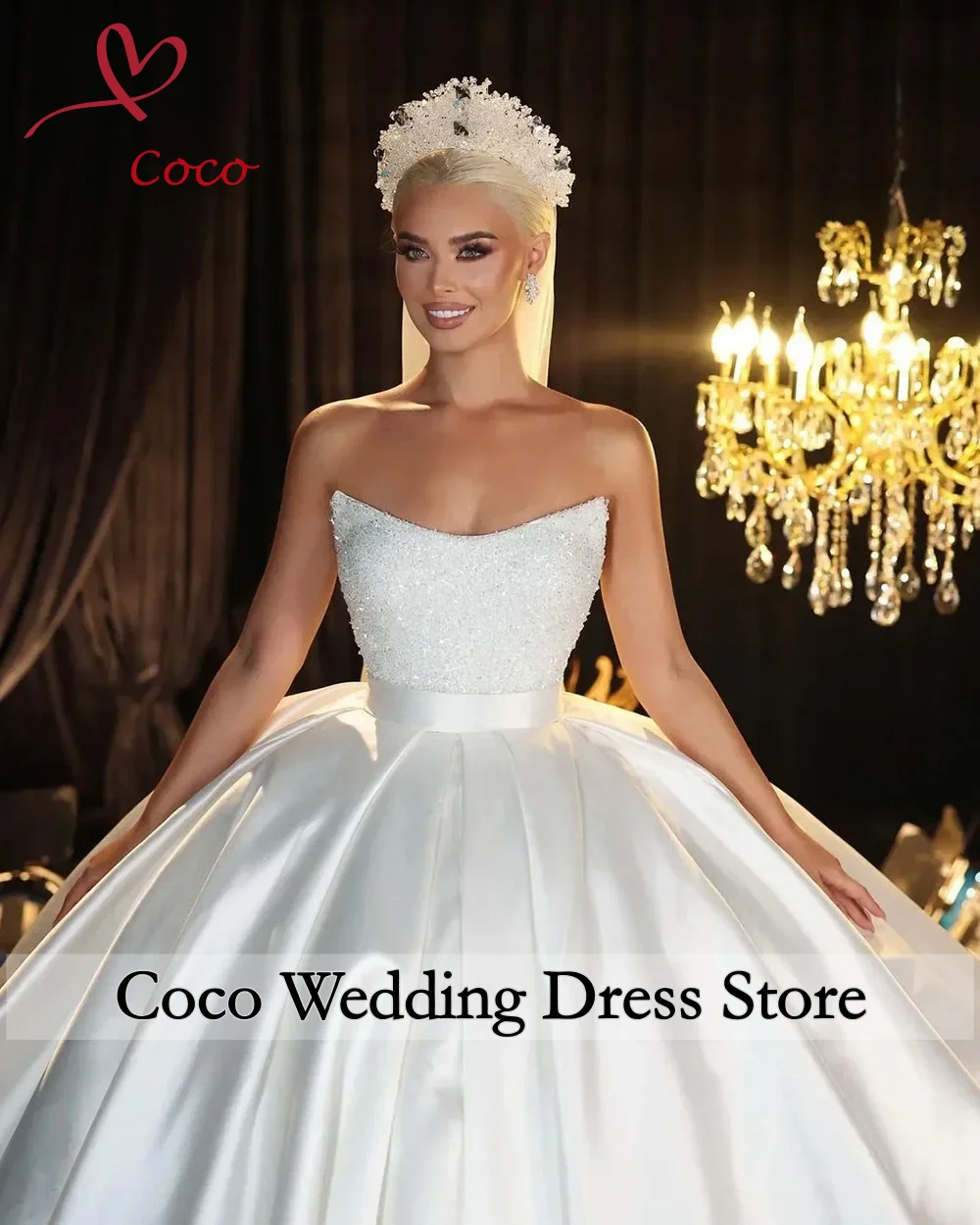 Customised 2026 Luxury 2 In 1 Ball Gown Wedding Dress Gorgeous Crystal Long Sleeve Princess Bride Plus Size Vestido de Noiva