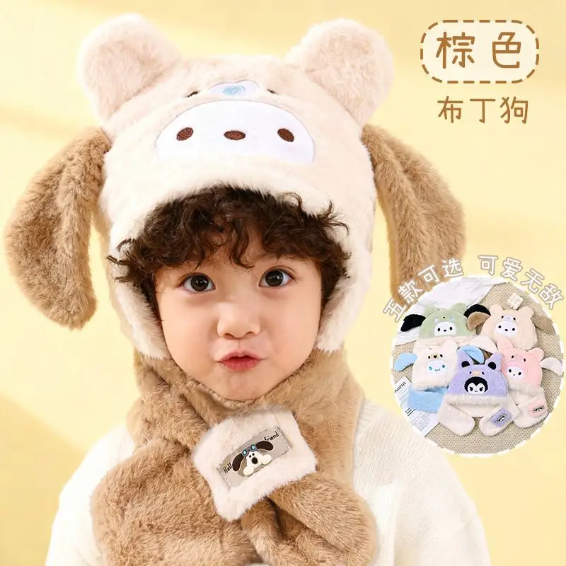 

Kawaii My Melody Kuromi Pochacco Cinnamoroll Sanrio студенческая милая удобная теплая шапка с героями мультфильмов ветрозащитная шапка подарок для детей